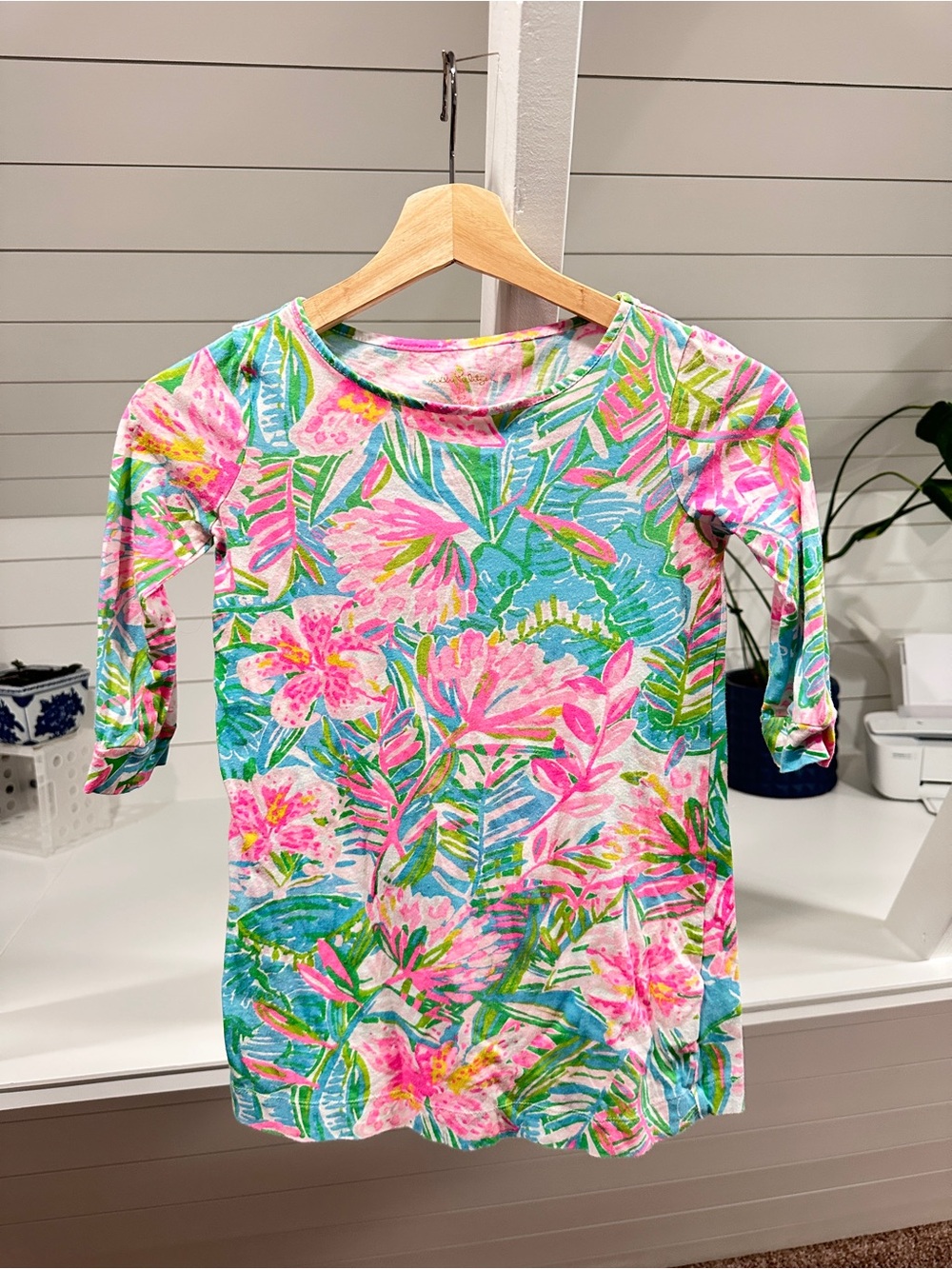 Lilly Pulitzer Girls Tropical Floral Dress - Pink, Green, Blue